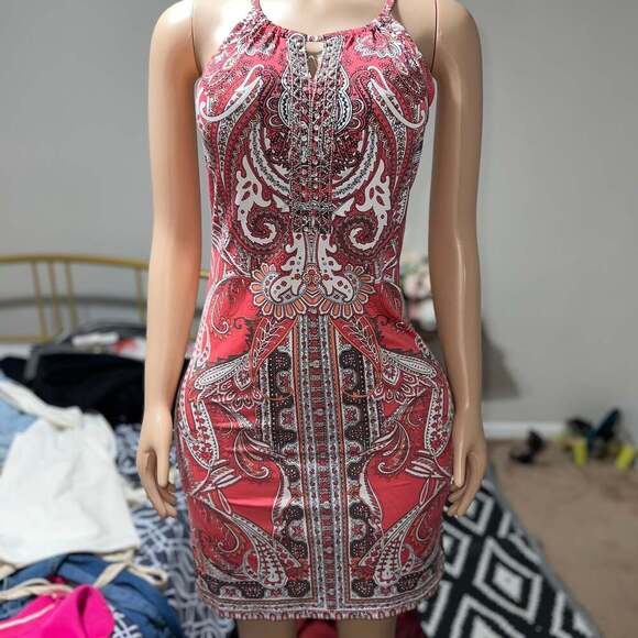 INC International Concepts Dresses & Skirts - INC International Concepts Paisley Keyhole Cutout Mini Dress